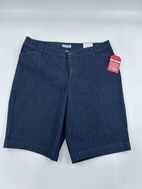 Denim St. John’s Bay Women’s Dark Blue Wash  Bermuda Shorts 16W NWT